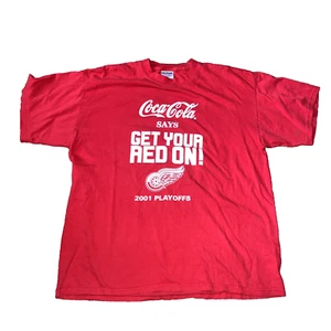 Camiseta De Colección Y2K 2001 Detroit Red Wings Playoffs Coca Cola XL "Get Your Red On" - Imagen 1 de 6