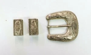 Hecho En Mexico Gürtelschnalle Set Sterlingsilber 925 Blumen Glam passt 20 mm Gürtel - Bild 1 von 12