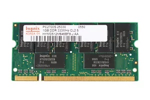 Hynix 1GB 2RX8 DDR 333MHz PC2700S 200PIN SO-DIMM Intel Laptop CPU Memory RAM - Picture 1 of 9