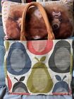 Orla Kiely jute bag shopping tesco collaboration, multi colour pear design