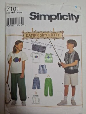 Pants Shorts Vest Shirt Tank  7 8 10 Simplicity 7101 Sewing Pattern Boys Girls - Image 1 of 4