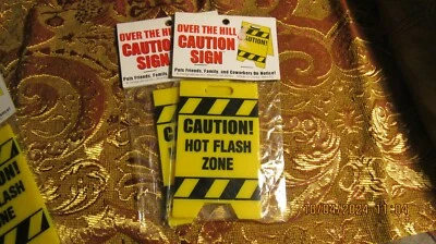 (2) Caution! Hot Flash Zone Signs  Funny Seat/Place Marker 5"x3" - Image 1 of 2
