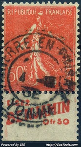 FRANCE TYPE SEMEUSE N° 199 BANDELETTE PUB BENJAMIN AVEC OBLITERATION  - Picture 1 of 1