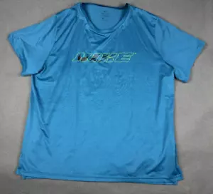 NIKE Pro Dri-FIT Camisa de Entrenamiento Deportiva Choque Para Hombres Corta Talla XXL 2XL Azul Teal Logo - Imagen 1 de 11