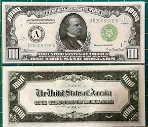 Reproduction 1934 $1000 Bill USA Federal Reserve Note Boston Copy Read Below - Picture 1 of 7