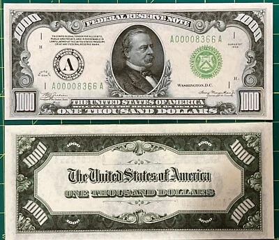 Reproduction 1934 $1000 Bill USA Federal Reserve Note Boston Copy Read Below!! - Image 1 of 4