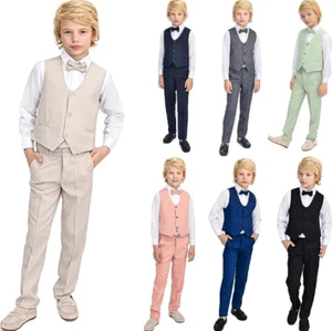 Boys' Suits Summer Beach Wedding Groom Formal Wear Tuxedo Vest Pants Two Pieces - Picture 1 of 27