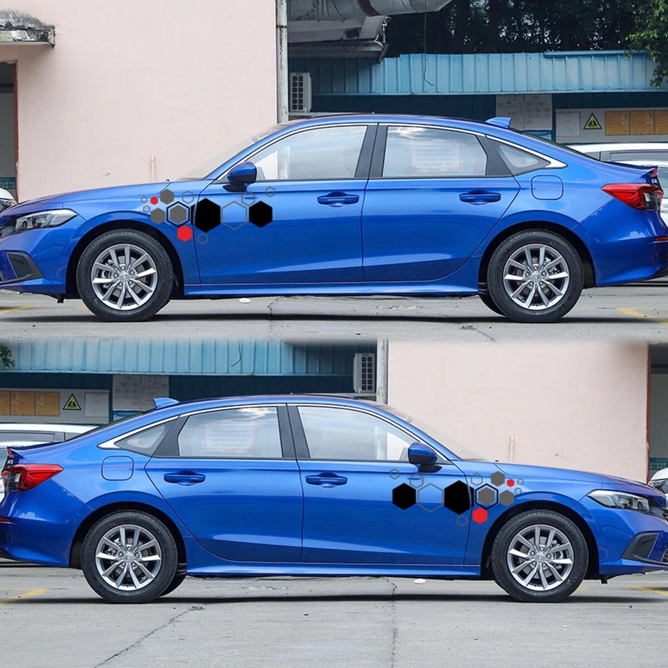 Car Black Honeycomb Sticker Body Side Protector Decal Vinyl Decor Accessories - Image 1 of 4