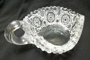 Vintage Crystal Triangular Candy Deep Cut Scalloped Edge with handle - Picture 1 of 4