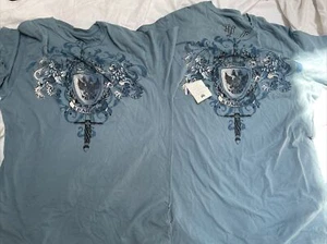 $125 new Royal Underground Men blUE LIONS TEE t shirt Size XXL RARE EMBRODERY - Picture 1 of 8