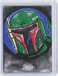 2025 Topps Chrome Star Wars BOBA FETT Silver Foil Sketch Card by Eric Medina 1/1 - Picture 1 of 2