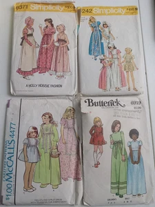 Paket-4 70er Muster Holly Hobbie, Hochzeit, Prärie Kleider Kleider Mädchen 6-7-8 SCHNITT - Bild 1 von 15