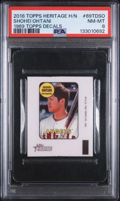 2018 Topps Heritage High Numbers Shohei Ohtani 1969 Decals Rookie RC PSA 8 - Image 1 of 2