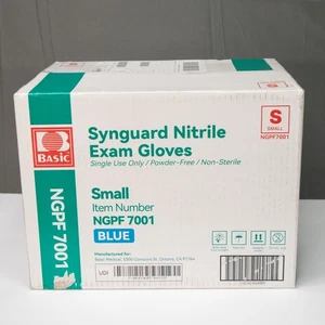 Guanti da esame monouso Synguard Nitrile NGPF 7001 taglia small (custodia da 1000) blu - Foto 1 di 6
