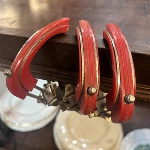 X3 Original Red Art Deco Bakelite Cabinet Handles - Picture 1 of 4