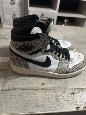 Size 9.5- Air Jordan 1 Retro OG High White Cement - Image 1 of 4