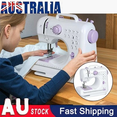 12 Stitches Mini Electric Sewing Machine Portable Overlock 2 Speed Foot Pedal AU - image 1 of 4