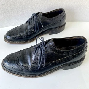 O'Sullivan's Walkover Black Pebbled Leather Men’s 9.5 WIngtip Oxford Shoes USA - Picture 1 of 14