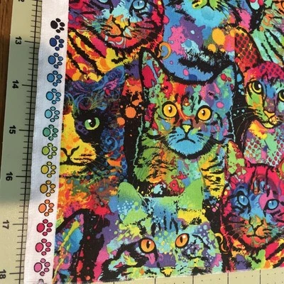 Ткань для кошек - брызги радужной краски C4140 - Timeless Treasures 1/2 ярда - Изображение 1 из 4