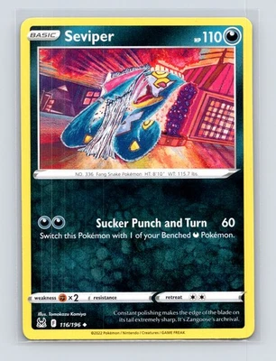 Pokémon TCG Seviper 116/196 SWSH11: Lost Origin Normal NM - Image 1 of 2