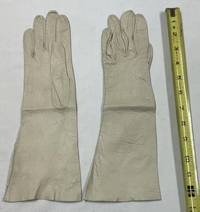 60er Jahre cremefarbene Kinder Lederhandschuhe waschbar Made in Germany - Bild 1 von 4