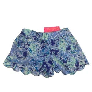 NWT Women’s Lilly Pulitzer Dahlia Scalloped Shorts Koalafications Blue - Medium - Picture 1 of 4