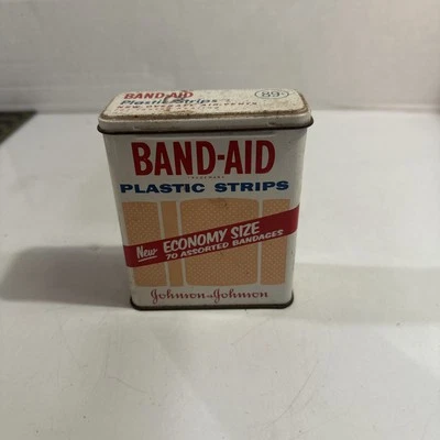 Johnson & Johnson Band-Aid Metal Box Plastic Strips Empty Container B - Image 1 of 4