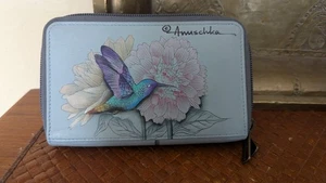 NEU Anuschka Damen-Geldbörse mit umlaufendem Reißverschluss Kolibris 6,5" 4" x 1" - Bild 1 von 4