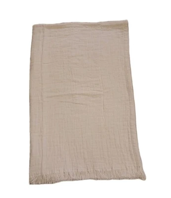 Piscatextil Portugal 100% Cotton Throw Blanket Gauze Cottage Beige/Ivory 50x76 - Image 1 of 4