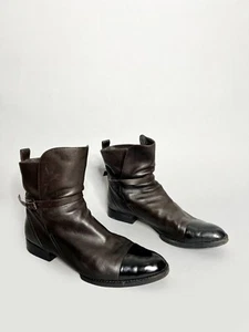 ✨Botas de moto Alexander Wang talla 41 para mujer botas de cuero marrón oscuro y negro - Imagen 1 de 10