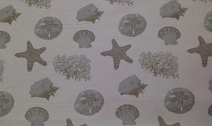 COVINGTON STARFISH SILVER GRAY SAND DOLLAR CORAL SEASHELL FABRIC BY THE YARD - Picture 1 of 5