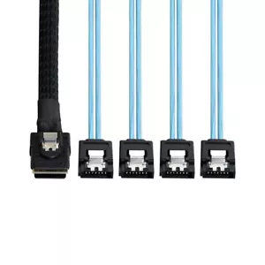 Mini SAS SFF-8087 host to 4 SATA 7Pin target Hard Disk Raid Cable 100cm SAS - Picture 1 of 5