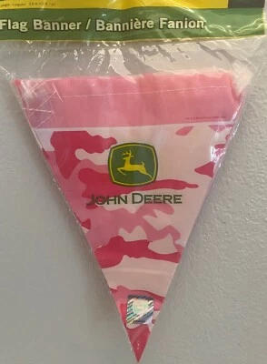 Bandera de plástico rosa John Deere para fiesta de cumpleaños de 12 pies de largo Foto 1 de 2