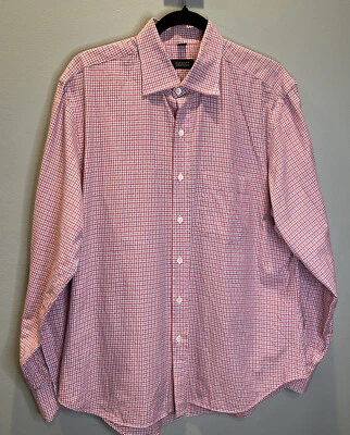Barneys New York Mens Dress Shirt Button Up Size L Long Sleeve 100% Cotton Check - Image 1 of 4