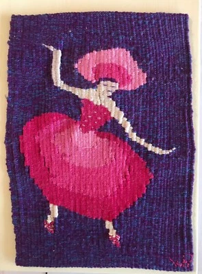 VTG HANDWOVEN Ballerina Dancer TAPESTRY WALL ART TEXTILE FOLK Walter Blumenau - Image 1 of 4