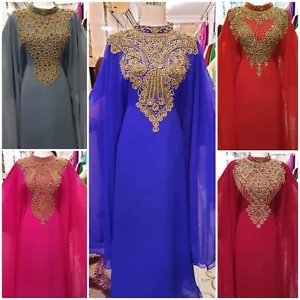 VERKAUF Neu Kristall Stein Arbeit Marokkanisches Hochzeitskleid Abaya Afrikanisches Kleid Party 420 - Bild 1 von 8