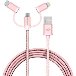 Naztech 3-in-1 Hybrid 6ft Cable - USB-C, [MFi Certified] Lightning & Micro USB
