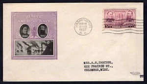 USA 1937 FDC Cover. Army Heroes. Farragut, Porter - Picture 1 of 2