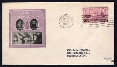 USA 1937 FDC Cover. Army Heroes. Farragut, Porter - Image 1 of 2