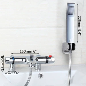 Grifo de bañera cromado termostático cubierta de latón montado pulverizador manual - Imagen 1 de 6
