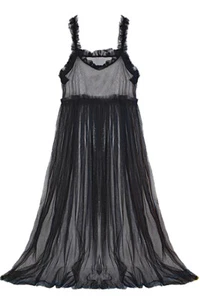 Women Sheer Slip Dress Ruffle Pleated Mesh Tulle Cover Up Long Petticoat Party - Picture 1 of 16