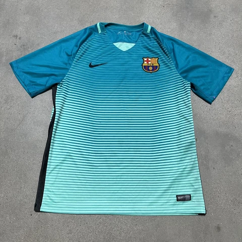 FCB Barcelona Nike 2106 Blue Striped Dri-Fit Soccer Unicef Jersey Men's Large Cover