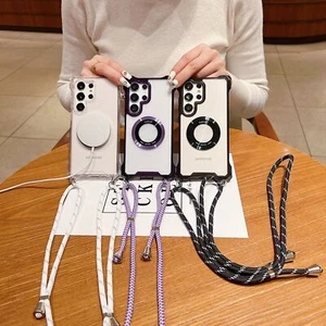 For Samsung Galaxy S25 Ultra/S25 Edge/S25+/S25 Mag Safe Transparent Case&Lanyard - Picture 1 of 14