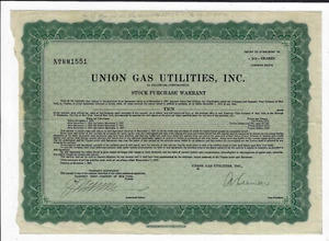 KANSAS 1927 Union Gas Utilities Inc Stock Certificate - Picture 1 of 2