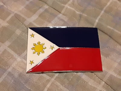 Hebilla de cinturón de metal vintage BANDERA DE FILIPINAS Foto 1 de 4