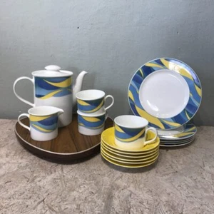 Set Arzberg Germany Caribbean Sea Service Konvolut Porzellan Türkis Gelb vintage - Picture 1 of 12