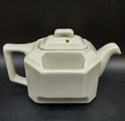 Vintage HALL POTTERY White T-Ball Teapot - Octagonal MCM w/ Side Pockets 3273