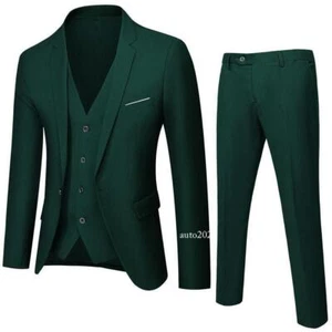 Men's Business Casual Formal Dress Groom Suit 3PCS Blazer Jacket Vest Pants Sets - Picture 1 of 41