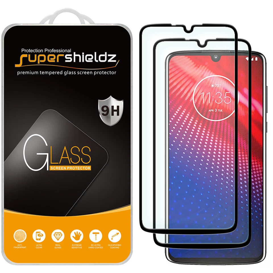 2X Protector de pantalla de vidrio templado de cubierta completa Supershieldz para Motorola Moto Z4 Foto 1 de 4