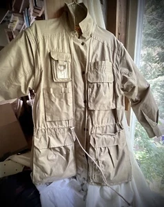 VTG Kodak Woman Photographer Jacket Detachable Sleeves Hood Beige 12 Pockets SzS - Picture 1 of 14